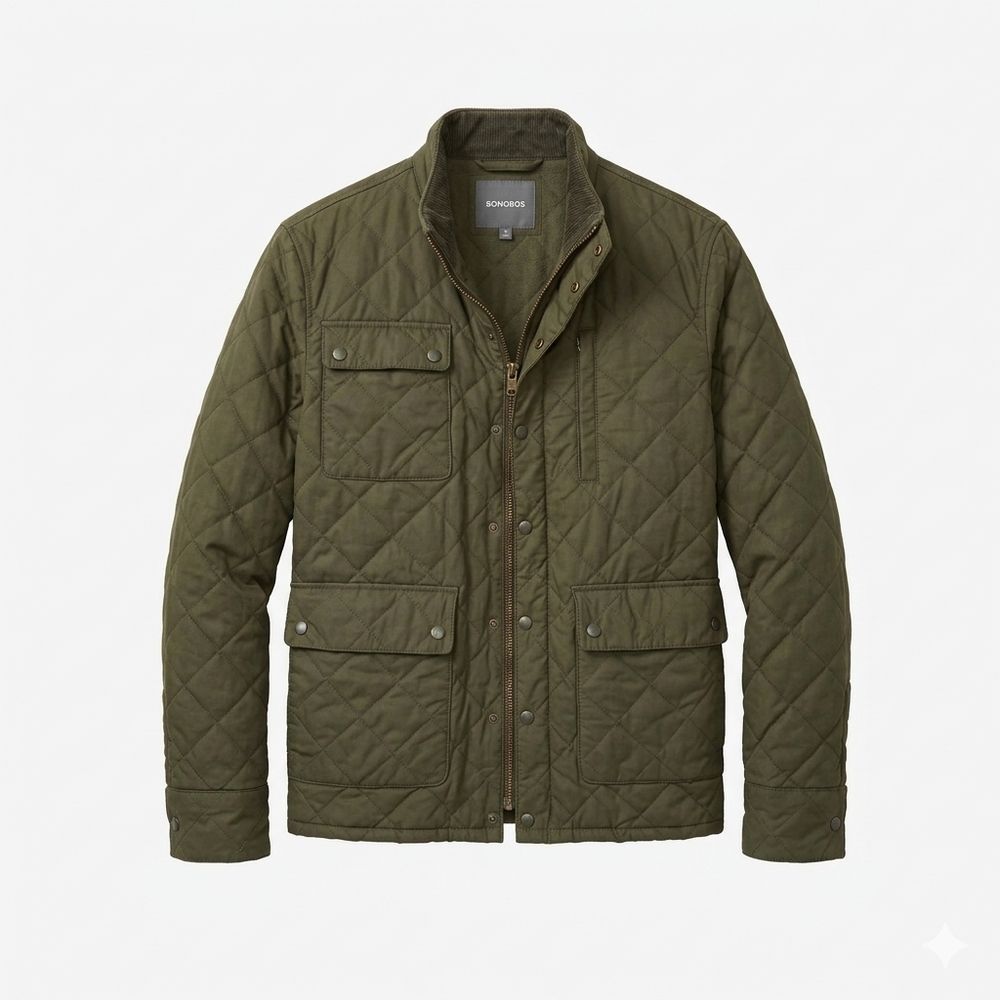 Bonobos Banff Quilted Field Men's Olive Green Diamond Quilt Jacket Size S